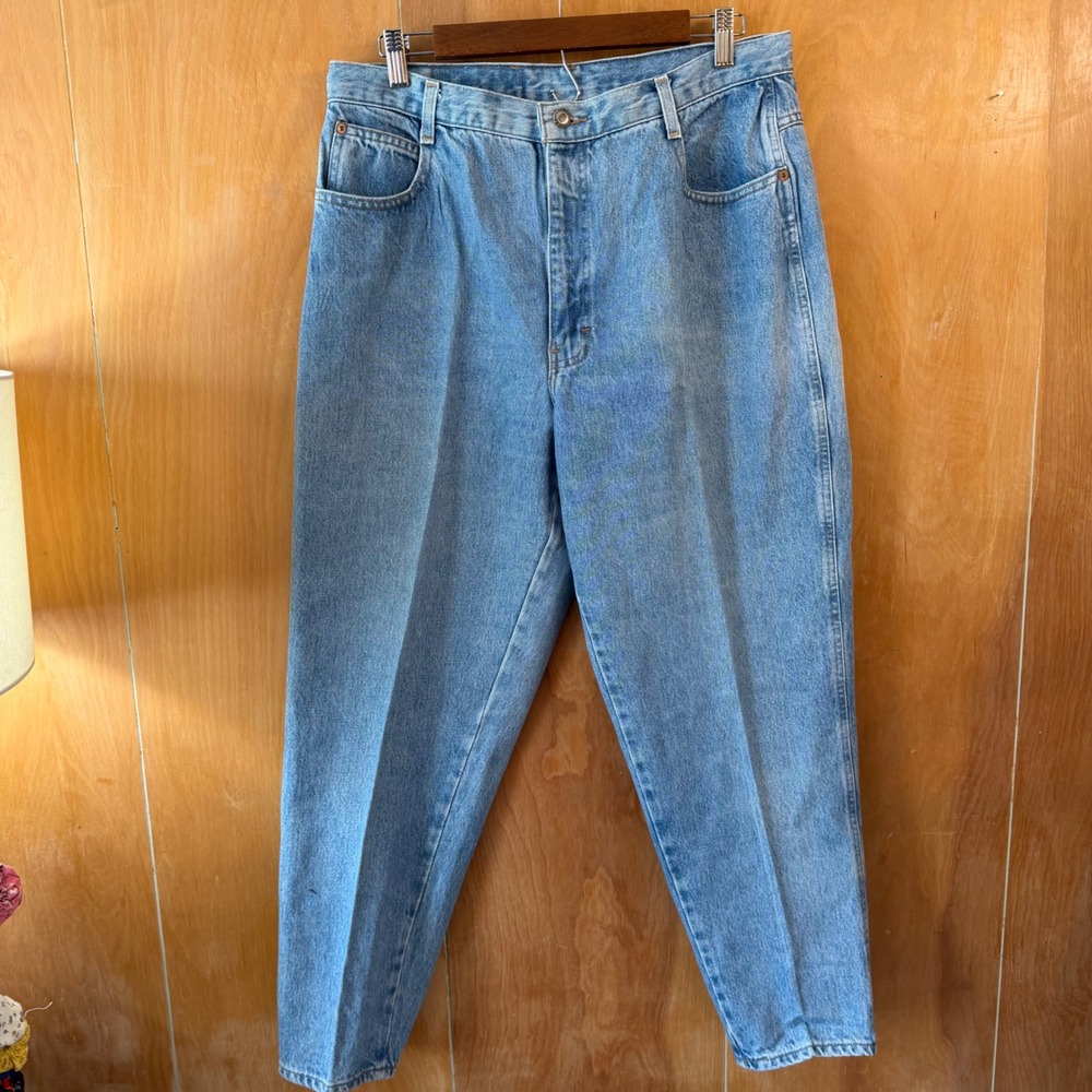 Vintage Gitano High Waisted Mom Jeans Light Wash Tapered Leg Denim 18 Short